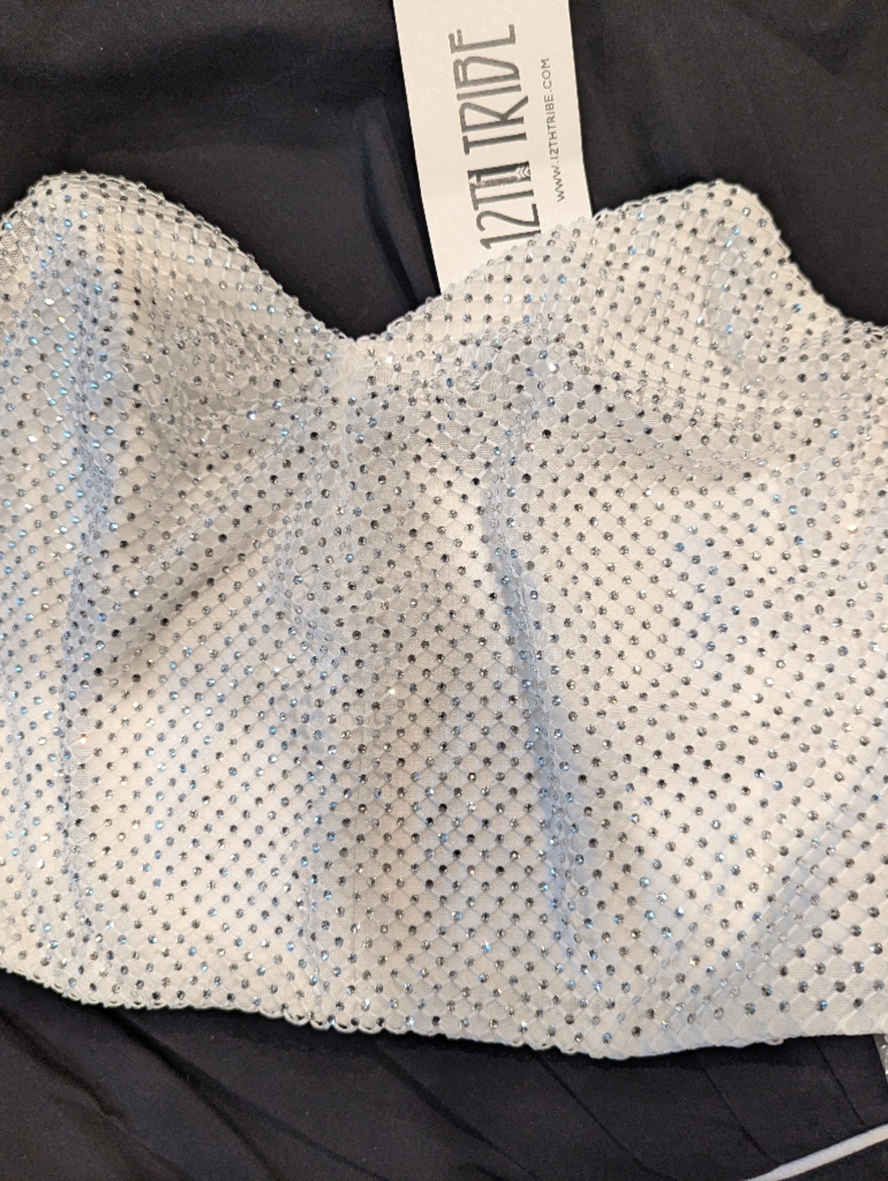 12th Tribe White Crystal-Studded Strapless Bustier